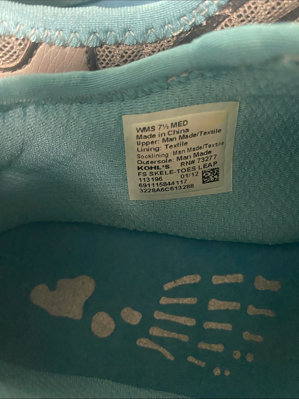 Fila Gray and Teal Five-Toe Athletic Shoes - Picture 5 of 7
